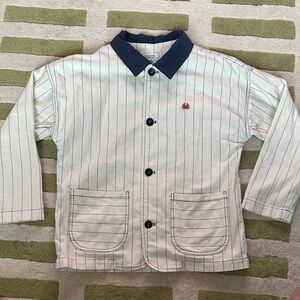 Zara Navy and White Striped Jacket